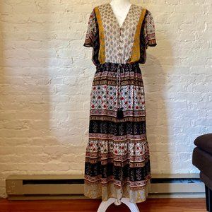 Anthropologie One September Provençal boho midi dress and slip set, size Medium